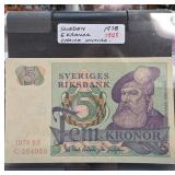 1978 Sweden 5 Kronor Banknote in Choice Uncirculat