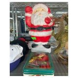 Santa Claus Figurine and Christmas Tin Set