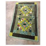 Handmade Quilt with Green and Floral Patchwork
