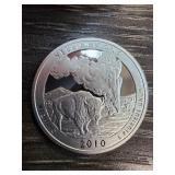 2010 Yellowstone Silver Quarter Dollar Coin