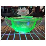 Uranium Glass Double-Handled Serving Dish