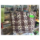 Coach Leather and Fabric Tote Bag With Chain Strap