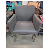 Contemporary Gray Armchair with Chrome Base