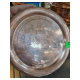 Copper Plate w Etched Decorative Scene