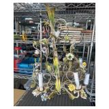 Tole Painted Metal Floral Chandelier