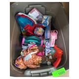 Bin of Assorted Childrens Toys and Accessories