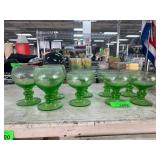 Ten Green Uranium Glass Gobletsï¿½