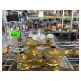 Three Brass Aladdin-Style Oil Lamps