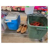 Utility Lot With Cooler, Shoes, and Extension Cord
