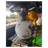 Electric Lamp With Glass Globe and Floral Design
