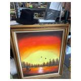 Framed Sunset Landscape Painting by Pauline Taylor