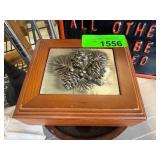 Wooden Box With Pinecone Relief Lid