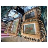 Four Wicker Frames With Various Prints