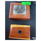 Two Wooden Keepsake Boxes With Decorations