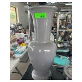 Glossy Gray Ceramic Vase with Flared Neck