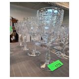 4pc Clear Etched Glass Stemware Set