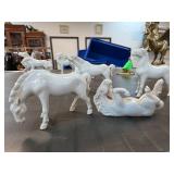 Five White Porcelain Horse Figures