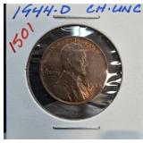 1944-D Lincoln Wheat Cent in CH. UNC Condition