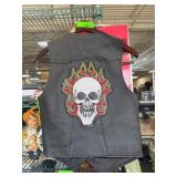 Bikers Club Black Leather Vest with Skull Patch