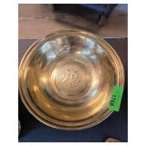 Large Brass Metal Bowl with Engravings