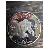 2008 Alaska State Quarter Coin in Silver Finish