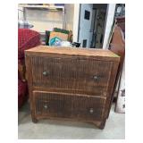 Wooden Two-Drawer Chest with Ribbed Front