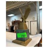 Bronze-Tone Eagle Figurine on Stone Base