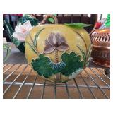 Majolica Ceramic Vase with Floral Motif