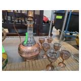 Copper-Plated Decanter Set with Glasses