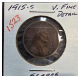 1915-S Lincoln Wheat Cent in Very Fine Detail