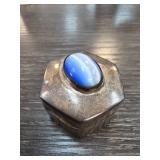 Sterling Silver Hexagonal Box with Blue Stone