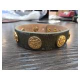 Rustic Cuff Green Bracelet With Gold-Tone Accents