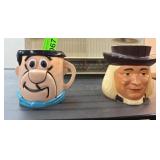 Vintage Novelty Mugs Featuring Flintstones and Qua