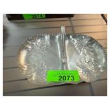Aluminum Handled Serving Tray with Floral Design