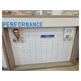 Retail Display Board With Wood Trim