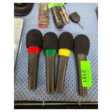 Four Shure PE47L Microphones with Color Indicators