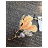 Betsey Johnson Floral Brooch with Pearl Accent
