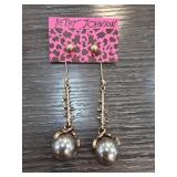 Betsey Johnson Drop Earrings with Pearls