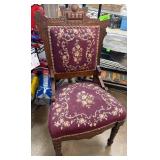 Ornate Wooden Chair with Floral Upholstery