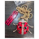 Ladybug Pendant with Gold-Tone Chain