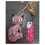 Betsey Johnson Pink Cat Pendant Necklace
