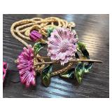 Betsey Johnson Floral Brooch and Chain Necklace