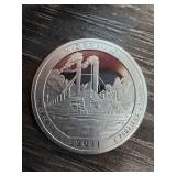 2011 Silver Vicksburg Quarter Dollar Proof