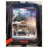 Coca-Cola Metal Tray with Winter Scene Artwork
