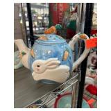 Ceramic Teapot with Bunny and Carrot Motif