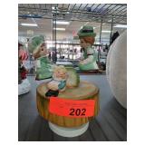 Vintage Music Box Featuring Children on Seesaw