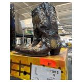 Ladies Brown Concho and Side Harness Boots