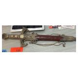 Decorative Dagger with Ornate Scabbard and Chain