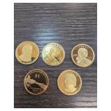 5 Proof Dollar Coins