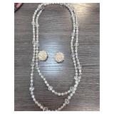 Crystal Bead Necklace and Clip-on Earrings Set